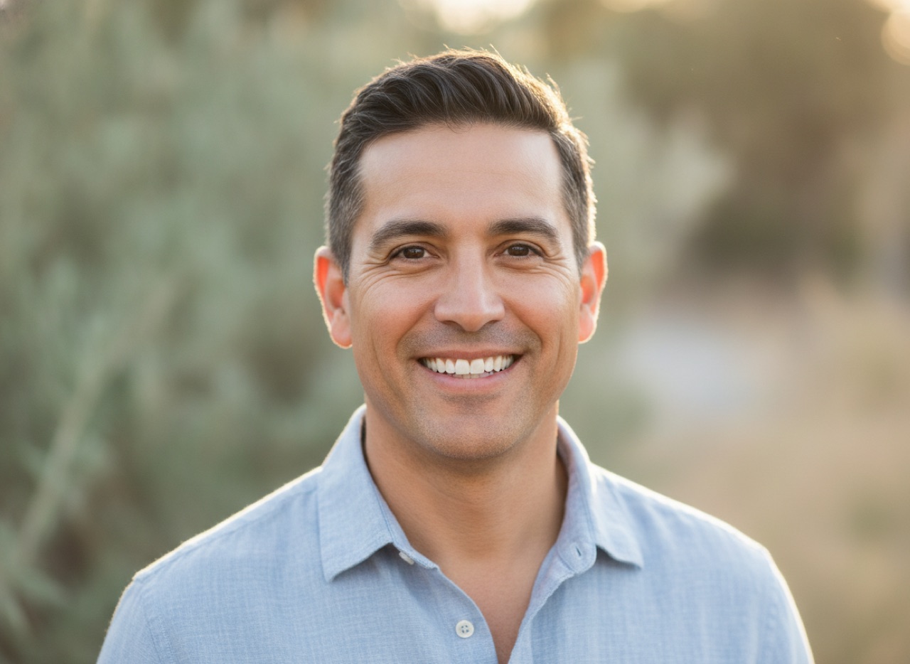 Smiling man in soft morning light